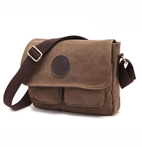 [2591] Men's Vintage Canvas Leather Satchel Military Shoulder Bag Messenger Bag For men