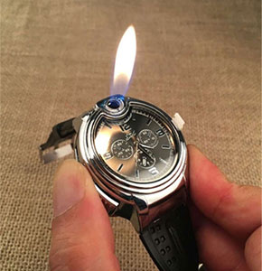 [2548] Military Cigarette Cigar Lighter Watch Men Quartz Refillable Wrist Watches