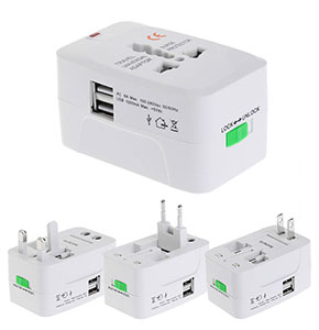[2353] Universal Travel AC Power Charger Adapter Plug Converter 2 USB Port AU UK