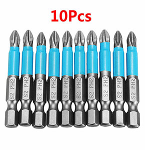 [2574] 10Pcs 1/4'' Magnetic Hex Shank PH2 Phillips Screwdriver Drill Bits Set