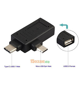 [2349] USB 3.1 Type C and Micro USB male to USB2.0 Type A female OTG Host Adapter